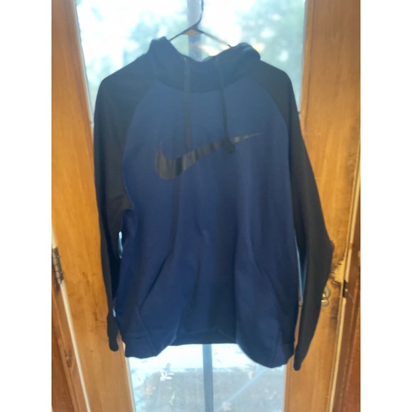 Nike Other - Nike Dri-FIT Pullover‎ Hoodie Mens XL Blue Black Swoosh Athletic Sweatshirt